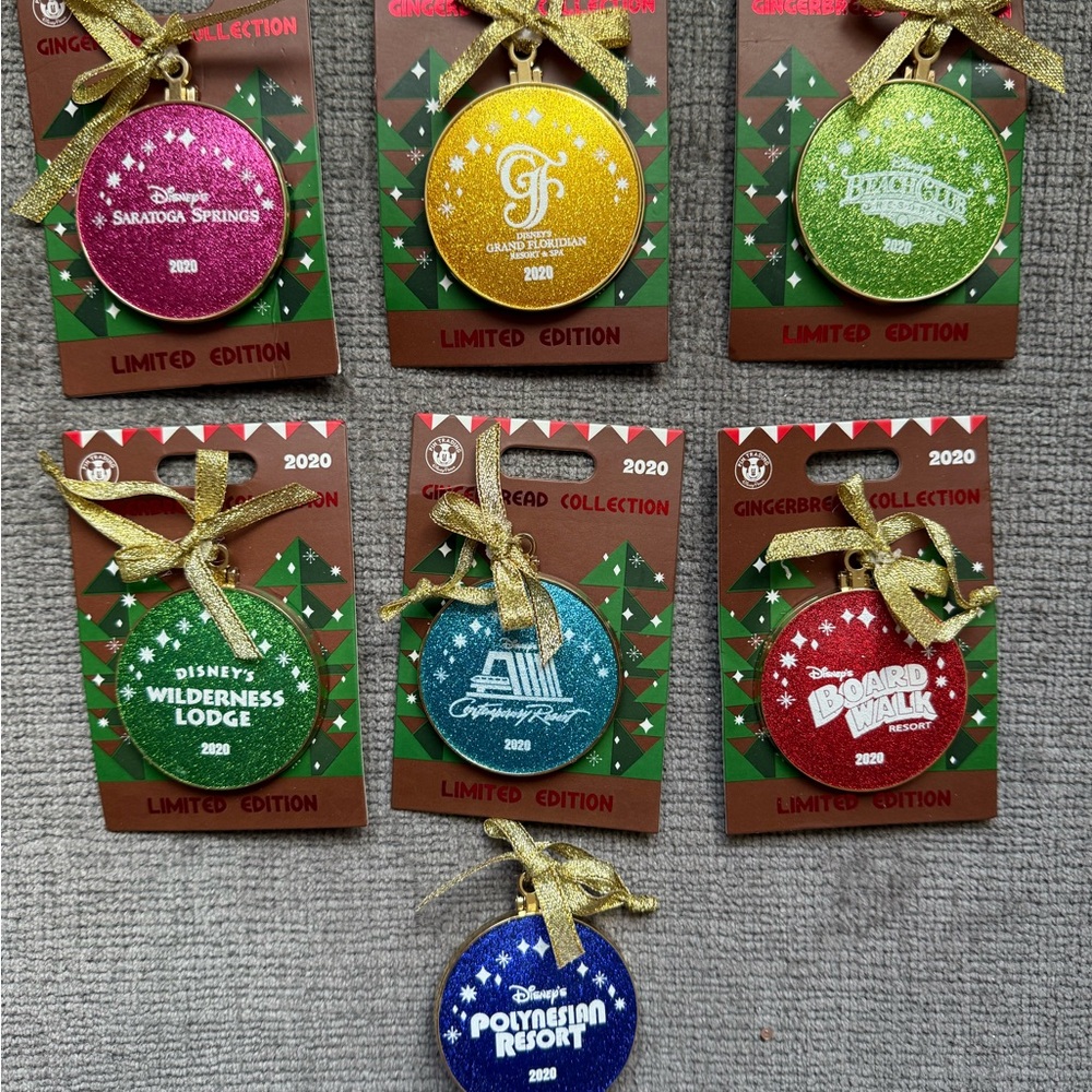 Disney resort holiday ornament pin set